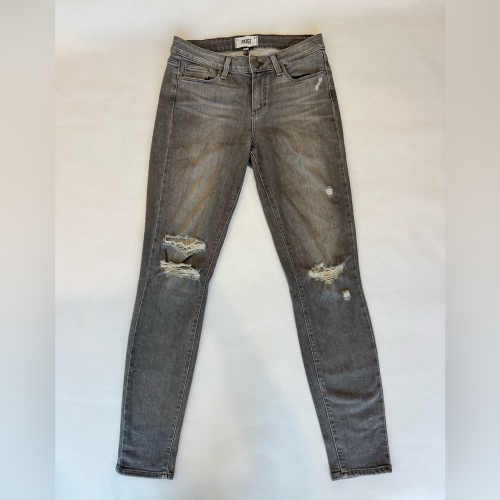 PAIGE Verdugo Gray Distressed Skinny Jeans Size 29